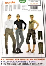 Burda 8012 Misses Pants 8-10-12-14-16-18-20 in 2 Lengths Sewing Pattern