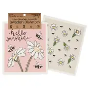 Primitives by Kathy Set of 2 Swedish Dishcloths - Hello Sunshine Bumblebees NEW