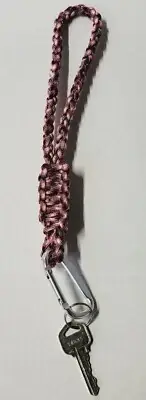 550 Paracord Wrist lanyard keychain Black White & Pink Pattern
