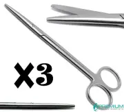 3× Metzenbaum Scissors Straight 6" Blunt/Blunt Surgical Premium Instruments