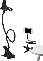 Bed Phone Mount,Adjustable Mobile Phone Desk Clamp - Bed Cellphone Clip Multifunctional Bracket Clamp for Kitchen Bedroom Gyms