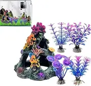 Nybhyjka Fish Decorations for Tank | Colorful Coral Reef Aquarium Plants - Home Ornaments for Underwater Shrimp Turtle Snails Desktop Bathroom Beach