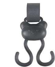 Stroller Hooks - Double Baby Travel Stroller Hooks | Cartoon Bear Double Carabiner Clip Adjustable Loop Fastener | Non-Slip Baby Outdoor Stroller Accessories for Shopping Travel