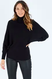 Ribbed Turtle Neck Knit--TIR-20K2120