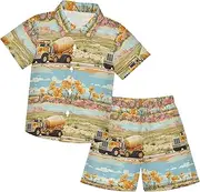[Caihoyu] Toddler Baby Boys Short Sleeve Shirt Top+shorts Suits Toddler Boy Clothes Summer Print Shirt Outfits Clothes