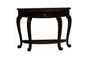 CT Cabriol Leg Solid Timber 1 Drawer Half Round Sofa Table