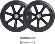 Eigell 2x Front Wheel, 8inch Bearing Solid Casters Rollers Wheels for Wheelchairs Walkers Rollators Accessories, Black