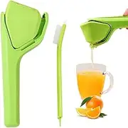 2 Pcs Lemon Squeezer Set,Hand Squeeze,Foldable Manual Fruit Juicer,Orange Juicer Suits All Citrus,With Cleaning Bush (green)
