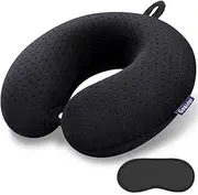 [Gosider] Black Travel Neck Pillow Memory Foam Airplane Pillow for Neck and Head Support Soft Portable U Shape Neck Pillow for Plane, Car & Home Office Use