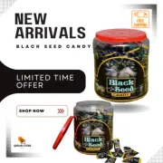 Black Seed Candy, 150 candies Jar 6 flavors Mint Honey Cinnamon Moringa Ginger