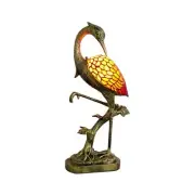 Orange Handmade Stained Glass Tiffany Table Lamp, 21.7in LED, Vintage, Decora...