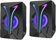 1Pair RGB Light Speakers USB Powered Stereo Speakers with Surround Sound for Gaming and Music RGB Effects Enhance Desktop Experience for Laptop and Gaming