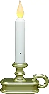 [Xodus Innovations] FPC1215P Battery Operated 9 Inch Window Candle with Amber Flame and Dusk to Dawn Light Sensor Timer, Pewter/Silver