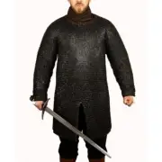 9 mm Riveted Chain mail Shirt Black Chainmail Armor LARP Reenactment SCA