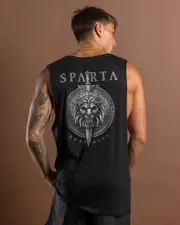 [Sparta] Sparta Men's Bastion Muscle Tank Top in Black Size Large L Black
