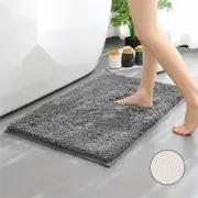 40x60cm Chenille Bath Rug Non-Slip Soft and Absorbent Shaggy Bath Mat Carpet,Darkgrey