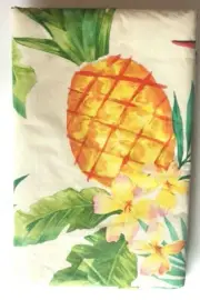 Pineapple Yellow Vinyl Tablecloth Flannel Backed Welcome Summer Beach 52X70"
