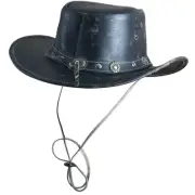 48RI Xl Hilason Hand Made Split Antique Leather Crushable Hat 3 In Brim
