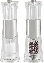 Cole & Mason Bobbi Salt and Pepper Mills Gift Set - Chrome/Acrylic | Precision Grinding Mechanisms | Allows Easy Visibility of Fill Levels | 2X Grinders | Cast Zinc Alloy Knob with S&P Etched On Top