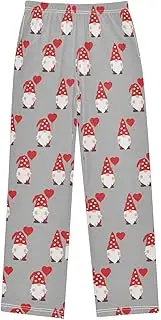 [ZZXXB] Gnome Love Heart Balloon Boys Long Pants Soft Trousers Elastic Waist Kids Lounge Bottoms with Pockets S-XL