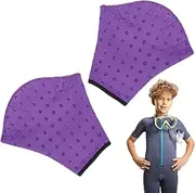 Swimming Gloves, Webbed Training Gear, 50g Purple Black No Fade Swim Accessories, Upper Body Aid, Diving Gear for Men, Women, and Kids, Diving Water Sports