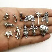 70 Wizard of Oz Charms Set Antiqued Silver Assorted Lot Themed Pendants
