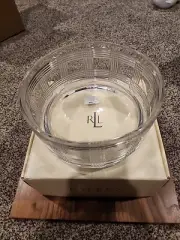 RARE! RETIRED RALPH LAUREN CRYSTAL GLEN PLAID, LARGE CENTERPIECE BOWL. NIB