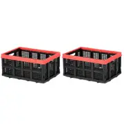 Magna Cart Tote 22" x 16" x 11" Collapsible Plastic Storage Crate, Black, 2 Pack