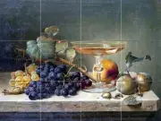 Art Fruit Nuts Glass Mural Tumbled Marble Backsplash Bath Tile #2218