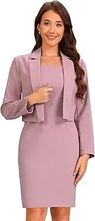 [Allegra K] Business Blazer Dress Suit Sets for Women Casual Long Sleeve Blazer and Sleeveless Dresses Work Office Outfits