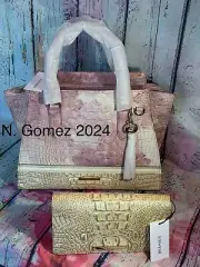 NWT Brahmin Priscilla Satchel Lilac Whimsy & AnnMarie Clutch Stardust