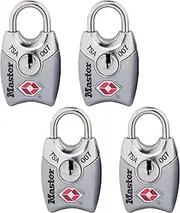 Master Lock Travel TSA Key Padlock 4 Pack, 25 mm Size, Colors May Vary