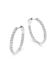Bloomingdale's Fine Collection Diamond Inside-Out Oval Hoop Earrings in 14K White Gold, 1.90 tcw