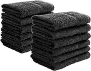 SIMPLI-MAGIC 79178 Cotton Hand Towels, 16"x27", Black, Not Bleach Proof, 12 Count