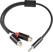 Labymos 3.5mm Male to Dual RCA Female Cable 1/8 Inch to RCA Stereo o Cable Gold Plated 1Ft Mobile Phone PC TV DVD MP3 Player Y Adapter o Cables