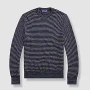 $1295 Ralph Lauren Purple Label Men Blue Striped Cashmere Pullover Sweater Sz S