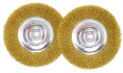 LINE10 Tools 6-Inch Wire Brush Wheel for Bench Grinder, Set of 2, Brass-Coated S