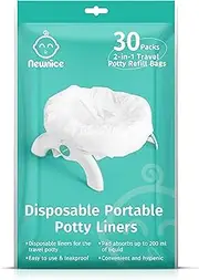Newnice 30 Packs Disposable Liners with 200ML Absorbent Pads, Portable Travel Bags Compatible with OXO Tot 2-in-1 Go Potty, Training Liners Fit Most Chairs for Kids, Toddlers