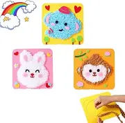 DIY Embroidery Doll Set, Mini Hand Sewing Kit Basic for Kids Embroidery Patterns Arts and Crafts Kits Supplies for Beginners Felt Board Stitching Kits Crafts Projects for Toddlers(3pcsD)