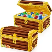 Inflatable Treasure Chest Cooler Blow up Drink Cooler Pirate Party Decorations for Beach Poolside Retro Theme Party Decors