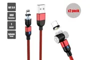 540 Rotation Magnetic Charger Cable QC 3.0 Fast Phone Charger For iPhone Micro USB Type C Right Angle Cord All Devices