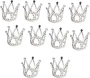 Newborn Crown Mini Crown Cake Topper Prince Princess Small Tiara Cupcake Toppers Baby Tiny Miniature Crowns Little Rhinestone Golden For Crafts Photo Prop Decorations (silver)