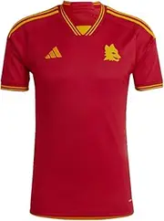 [adidas] Men's Soccer Roma 23/24 Home Jersey - Minimalist Design, AEROREADY Moisture-Wicking, Recycled Materials