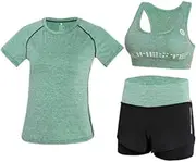 [NC] High Waist Pants + Hooded Jacket + T-Shirt + Bra + Shorts 5-Piece Set, Used for Outdoor Running and Quick-Drying Fitness Gym Exercise