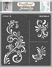 CrafTreat Floral Stencil for Painting on Canvas, Wallart, Journal Notebook, Home Decor and Scrapbooking - 6"X6" Fancy Flourish Template for Room Decor - Reusable Vintage Stencil Arts & Crafts Supplies