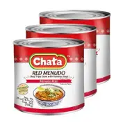 Chata Red Menudo with Hominy 25 Oz Can | Beef Tripe Stew with Hominy | Pack 3