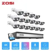 ZOSI 4K 16CH NVR 4TB 8MP IP POE Security Camera System AI Face detection Audio