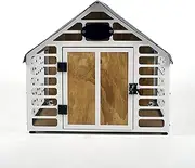 Dog Crate: Metal and Wooden Houses, Small, Medium and Large Kennels for Dogs or Cats (Small 24.4 W ×19.6 H × 18.5 D, White)