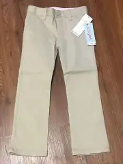 Girls' Flat Front Stretch Uniform Pants Khaki - Cat & Jack - Size: 4