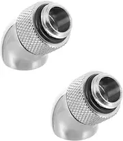 2pcs Water-Cooled Swivel Elbow Water Cooling Plug Rotary Extender Fittings 45 Degree Rotary Extender Water Cooling Fitting Water Cooling Tubing Water Cooling Connector Silver Brass